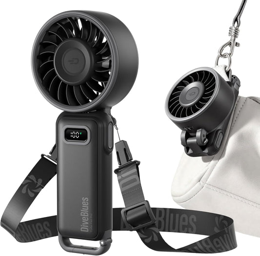 iveblues Handheld Turbo Fan, 1–100 Speed Portable Fan with Strong Airflow, USB-C Rechargeable, 4-in-1 Personal Neck/Desk/Travel Fan, Lightweight Foldable Fan for Summer, Concerts & Outdoor Use