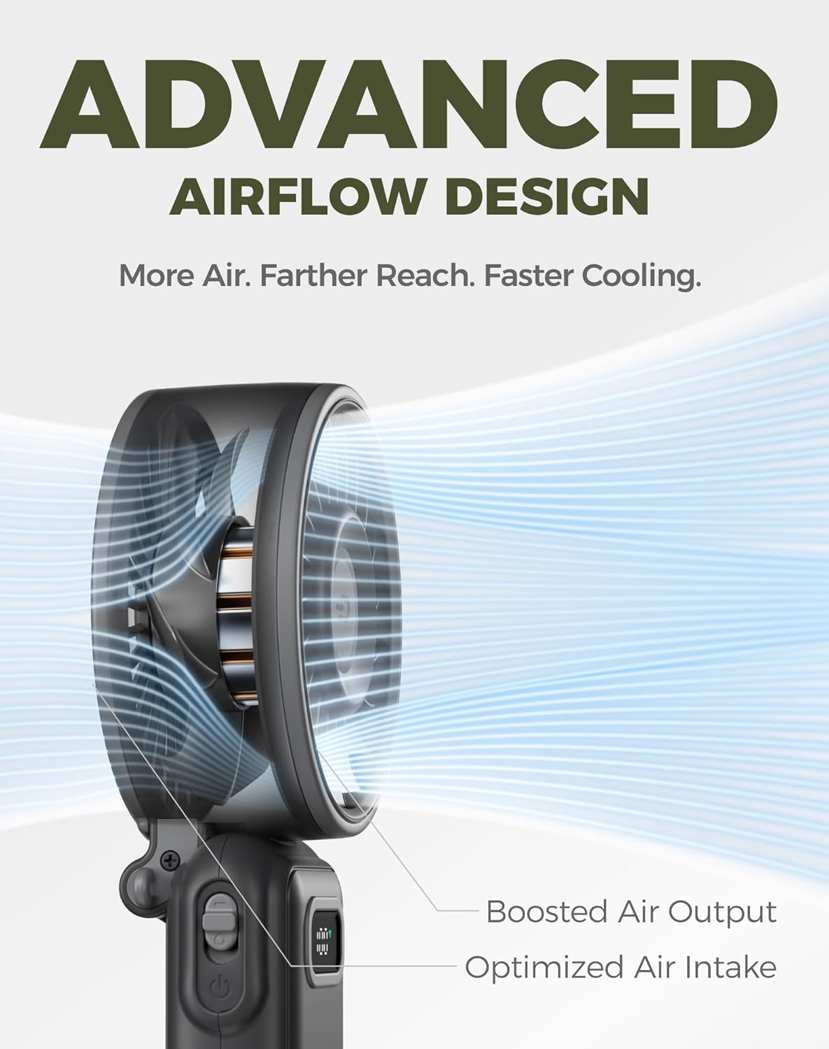 iveblues Handheld Turbo Fan, 1–100 Speed Portable Fan with Strong Airflow, USB-C Rechargeable, 4-in-1 Personal Neck/Desk/Travel Fan, Lightweight Foldable Fan for Summer, Concerts & Outdoor Use