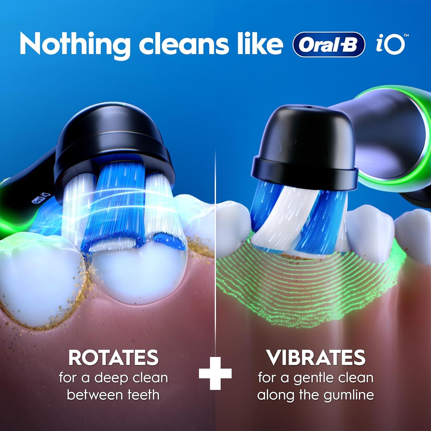 Oral-B iO3 Electric Toothbrush for Adults, Matt Black - Pressure Sensor, with 2 Toothbrush Heads, Long-Lasting Battery with Case for Home and Travel, UK Two Pin Plug