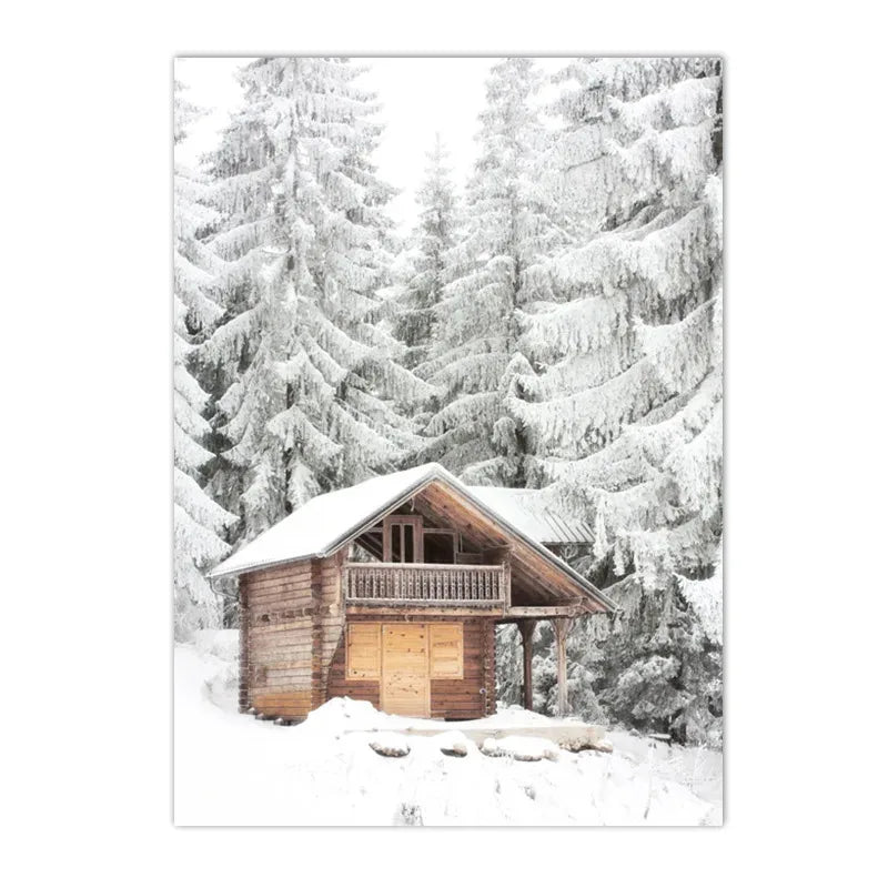 Sunrise Forest Mountain Lake Posters Cabin