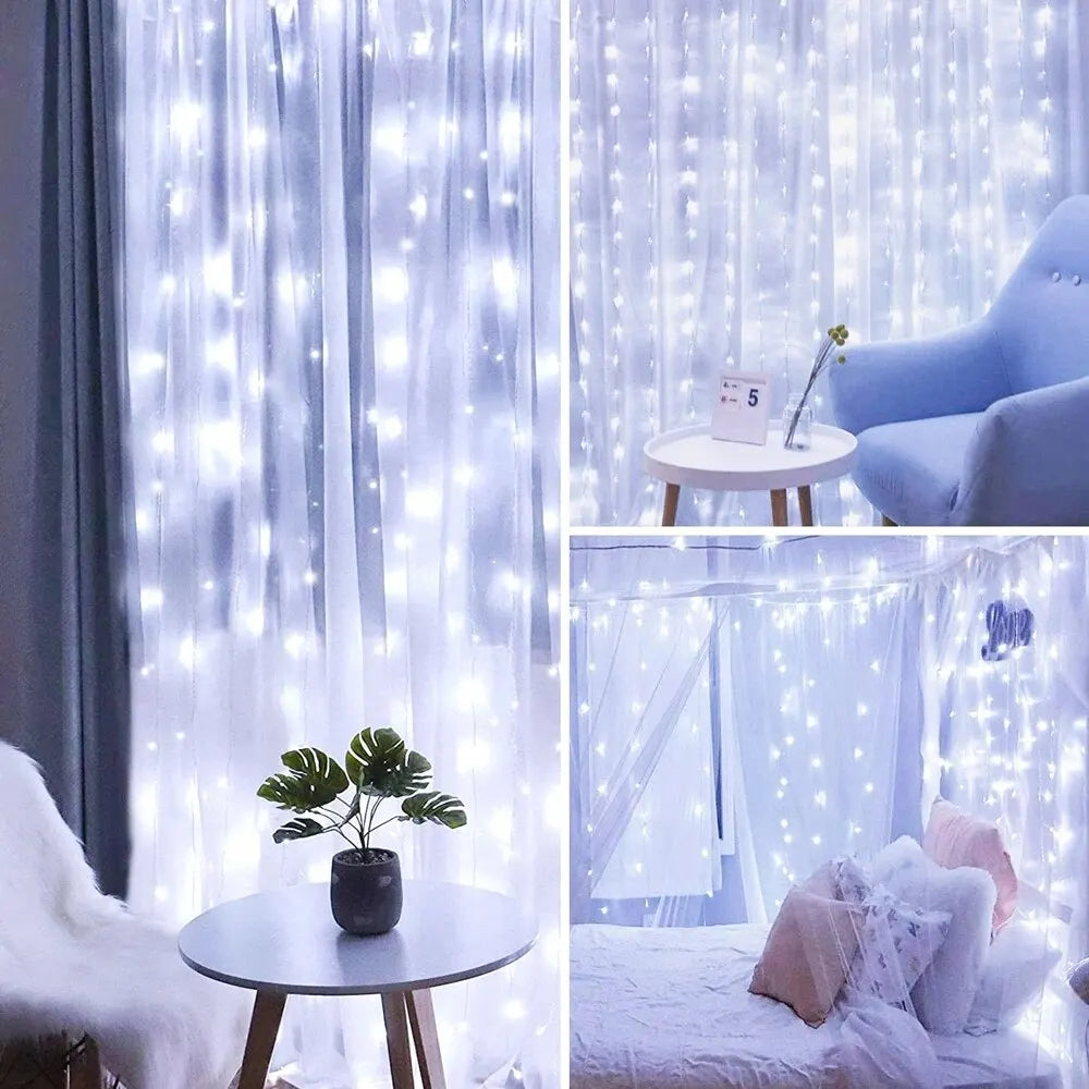 LED Curtain Bedroom Lights Christmas Garland