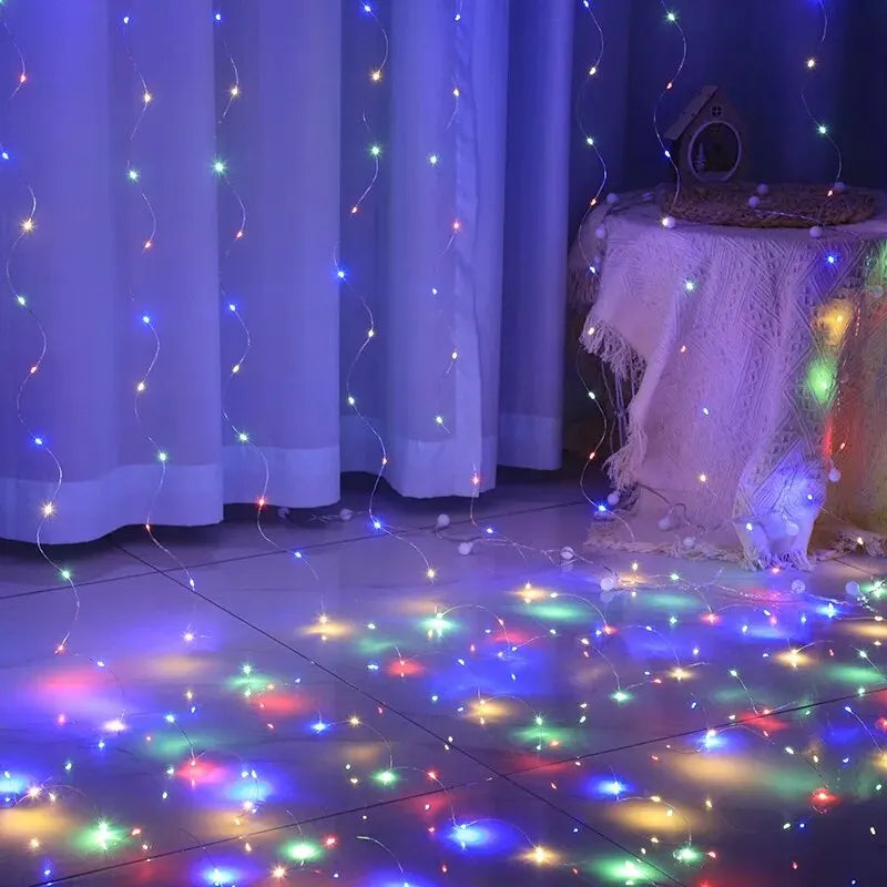 LED Curtain Bedroom Lights Christmas Garland