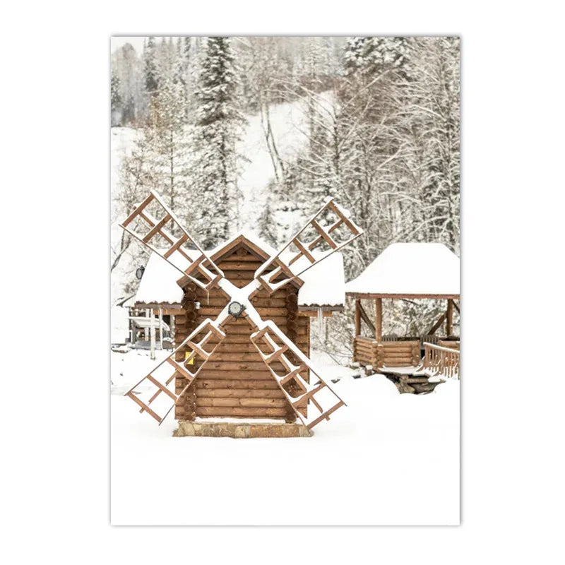 Sunrise Forest Mountain Lake Posters Cabin