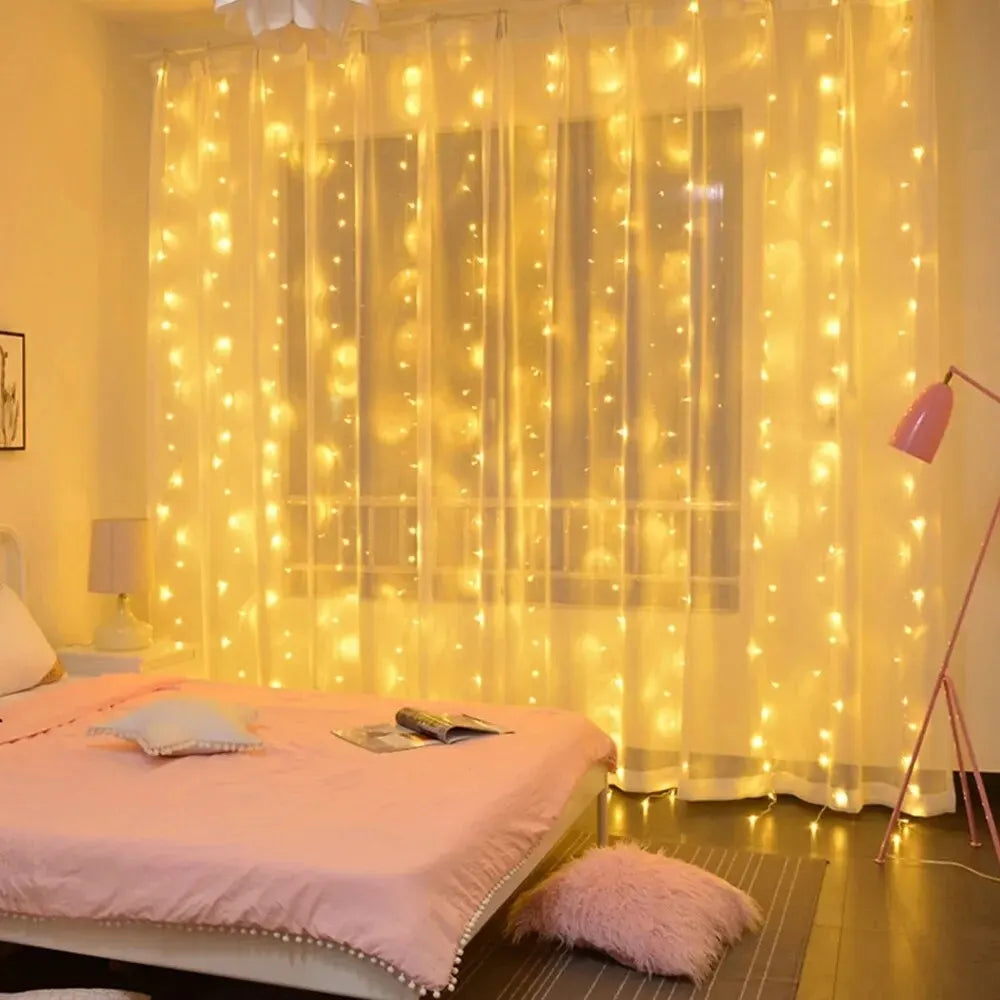 LED Curtain Bedroom Lights Christmas Garland