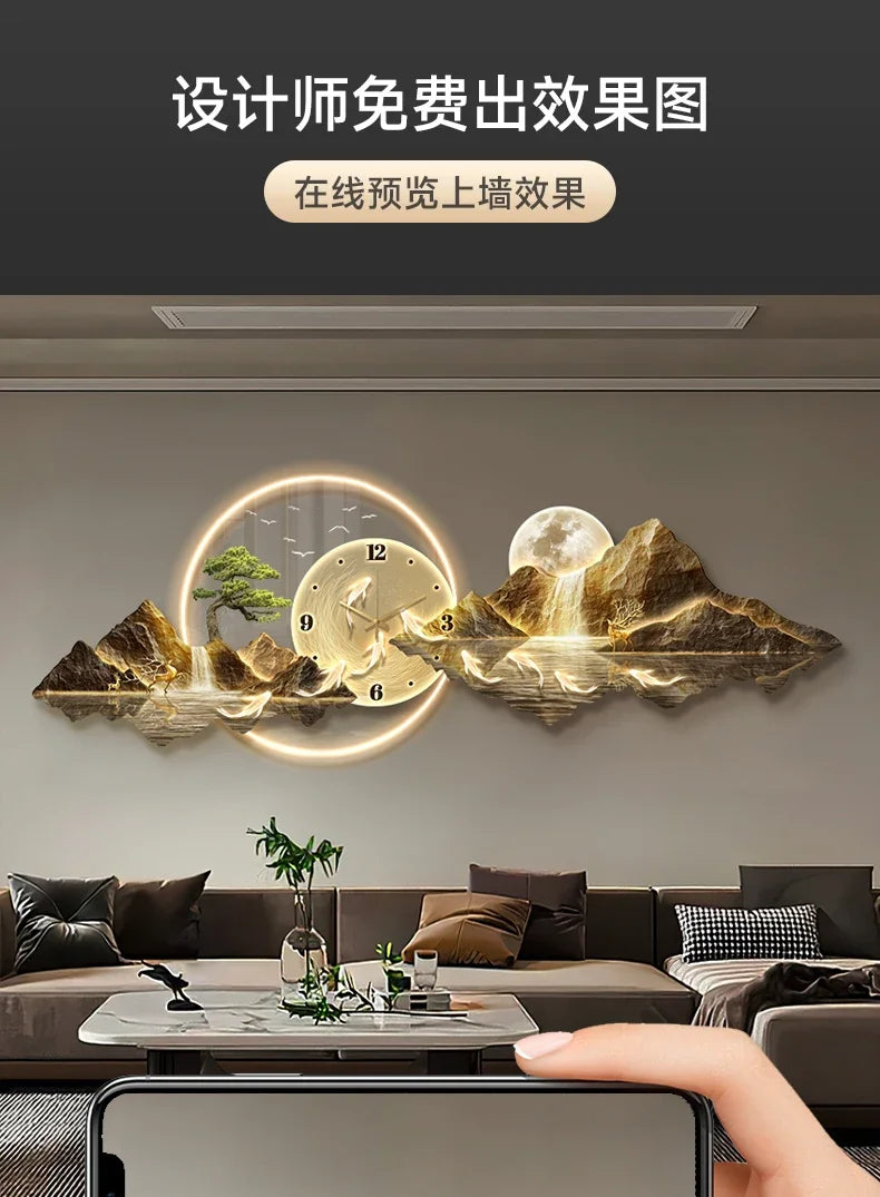 Design Luxury Wall Clocks Living Room Led