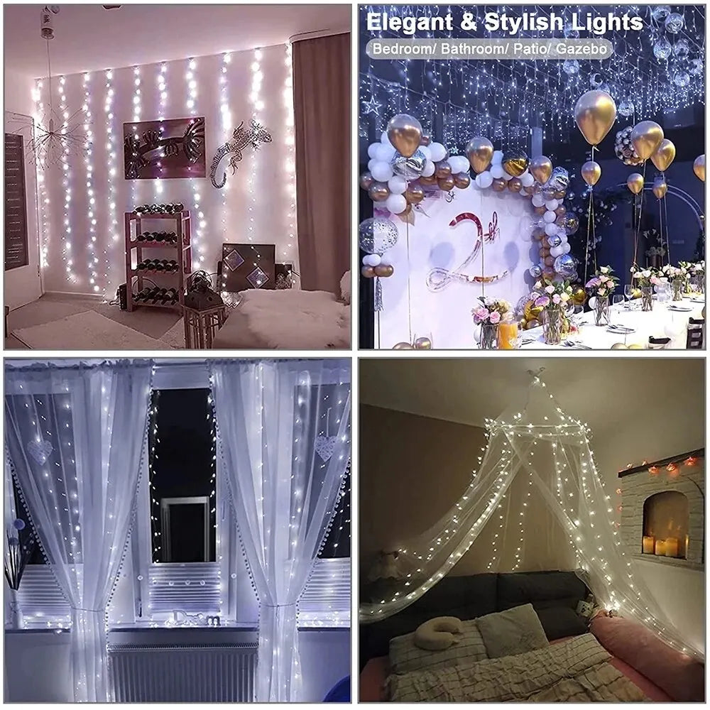 LED Curtain Bedroom Lights Christmas Garland