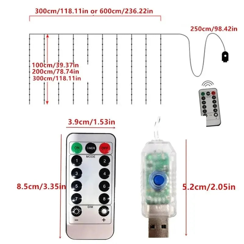 LED Curtain Bedroom Lights Christmas Garland