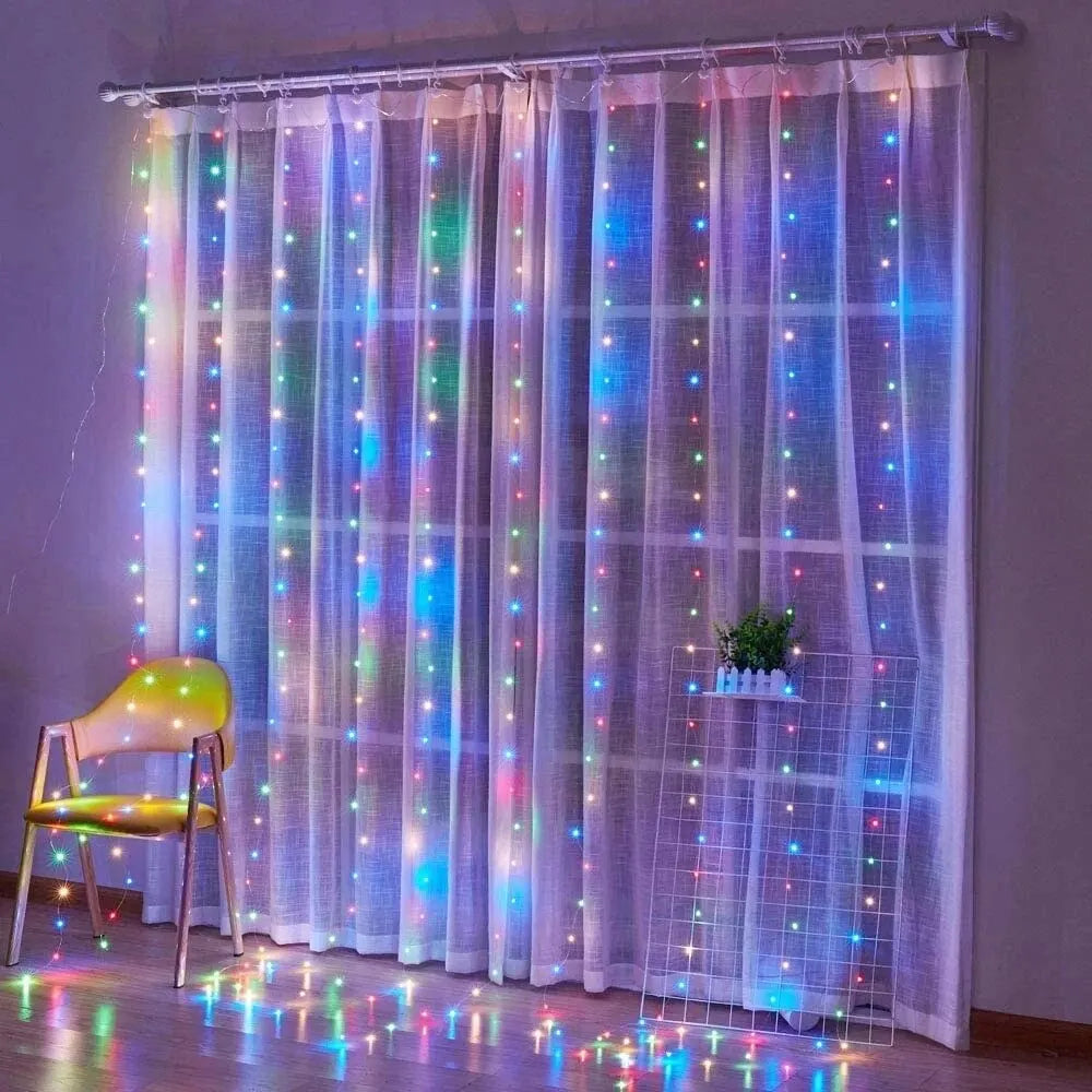 LED Curtain Bedroom Lights Christmas Garland