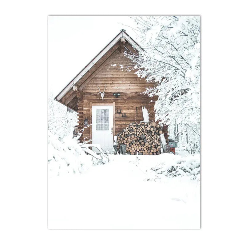 Sunrise Forest Mountain Lake Posters Cabin