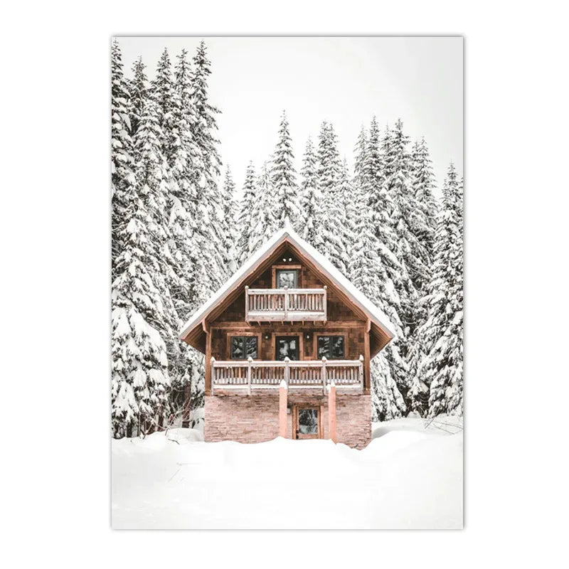 Sunrise Forest Mountain Lake Posters Cabin