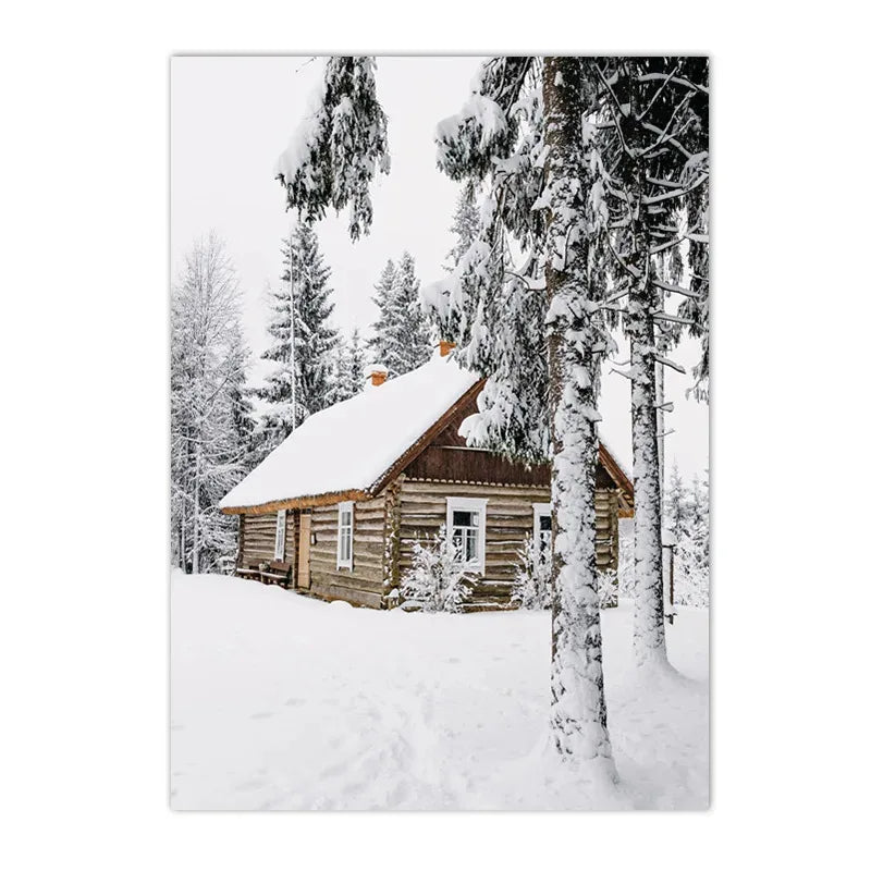 Sunrise Forest Mountain Lake Posters Cabin