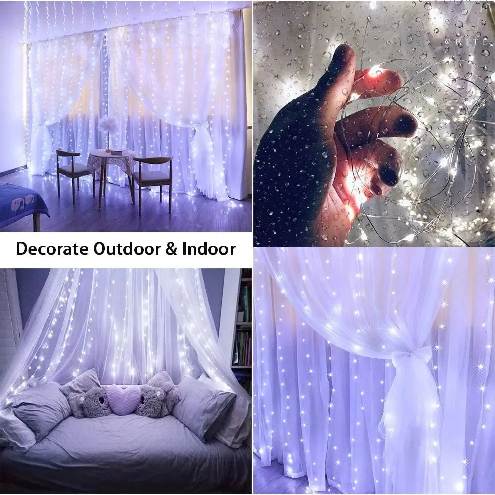 LED Curtain Bedroom Lights Christmas Garland