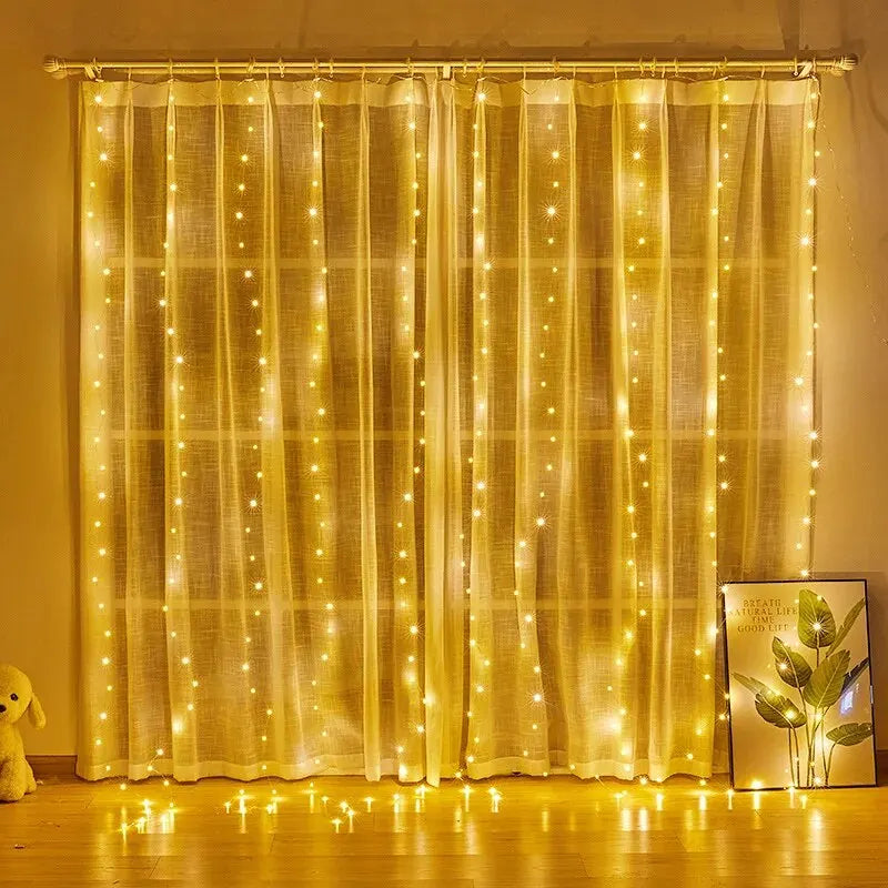 LED Curtain Bedroom Lights Christmas Garland