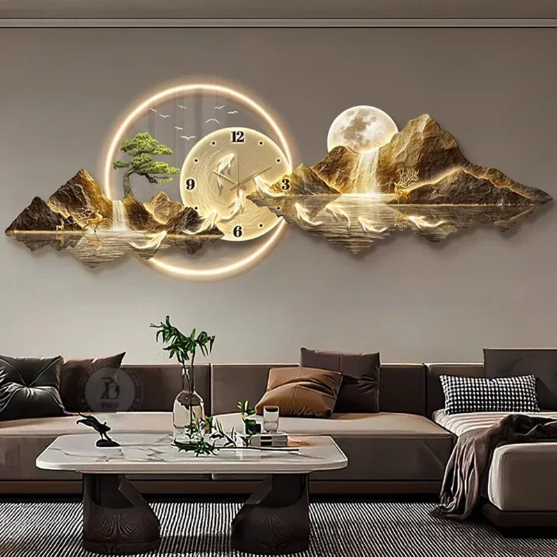 Design Luxury Wall Clocks Living Room Led