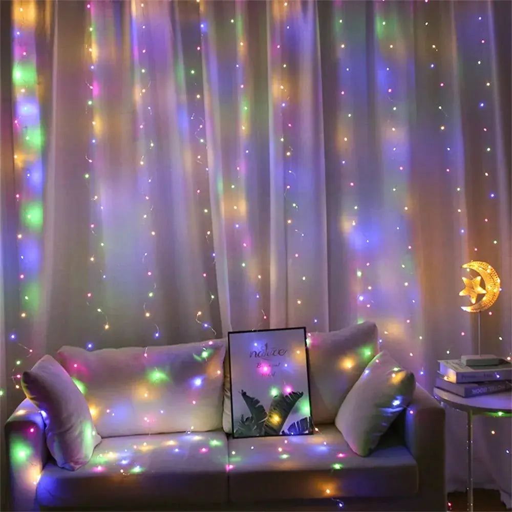 LED Curtain Bedroom Lights Christmas Garland