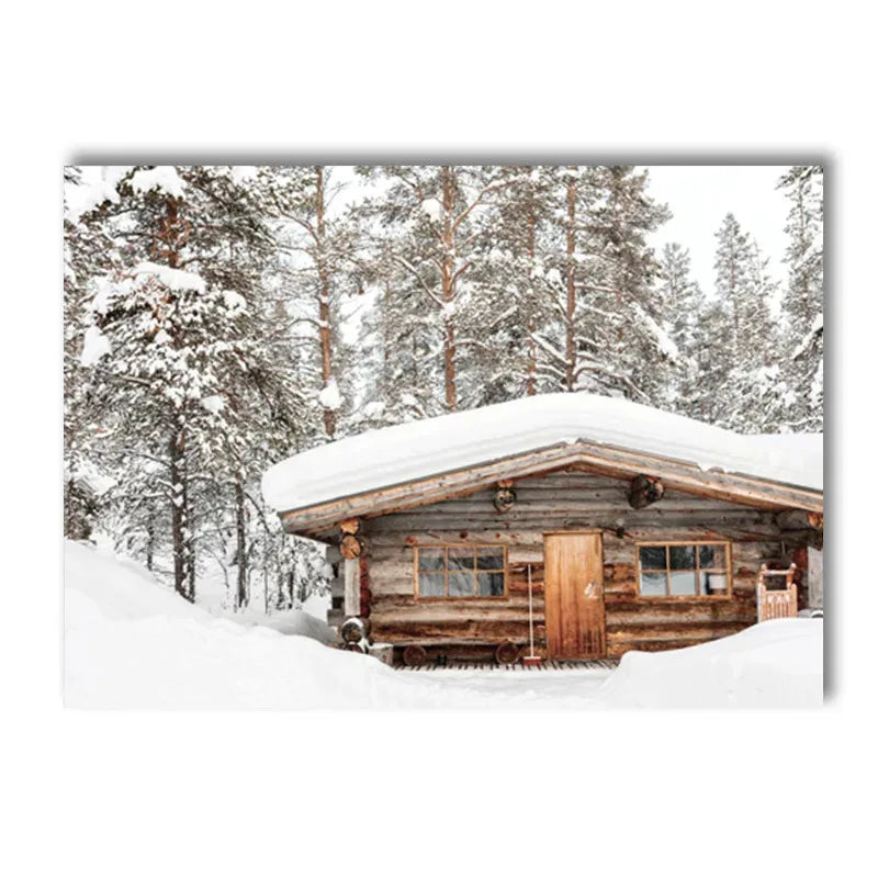 Sunrise Forest Mountain Lake Posters Cabin