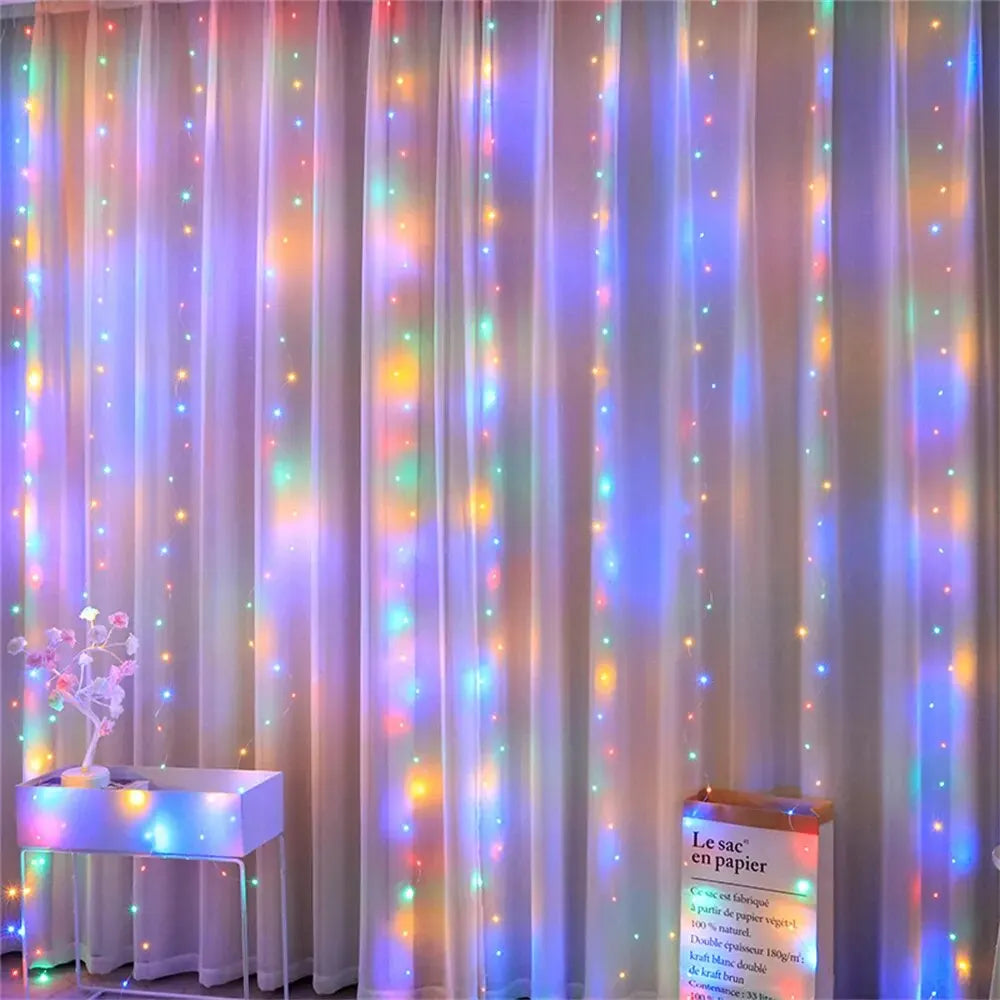 LED Curtain Bedroom Lights Christmas Garland